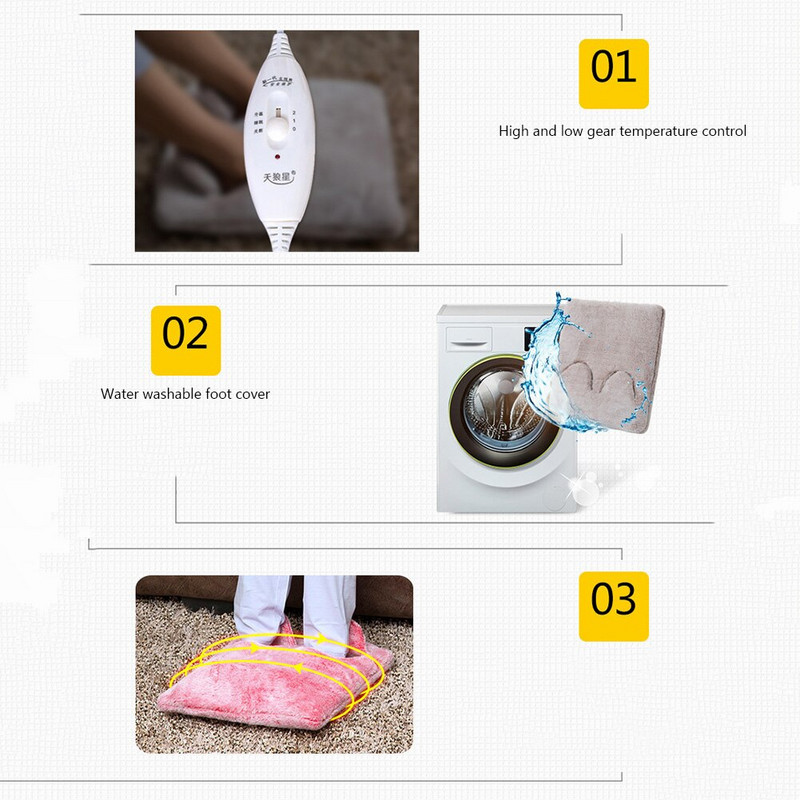 Vyhrievacie podložky na nohy, úsporný multifunkčný elektrický vyhrievací vankúš na nohy, umývateľný pri konštantnej teplote na spanie v spálni