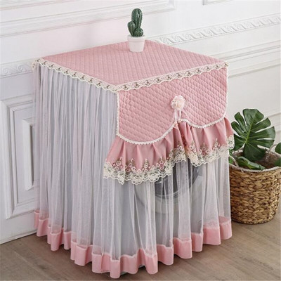 Дантела с волани, цветя, перална машина, защита срещу прах, предна издръжлива мека, устойчива на дантела калъф, перална машина, защита срещу прах
