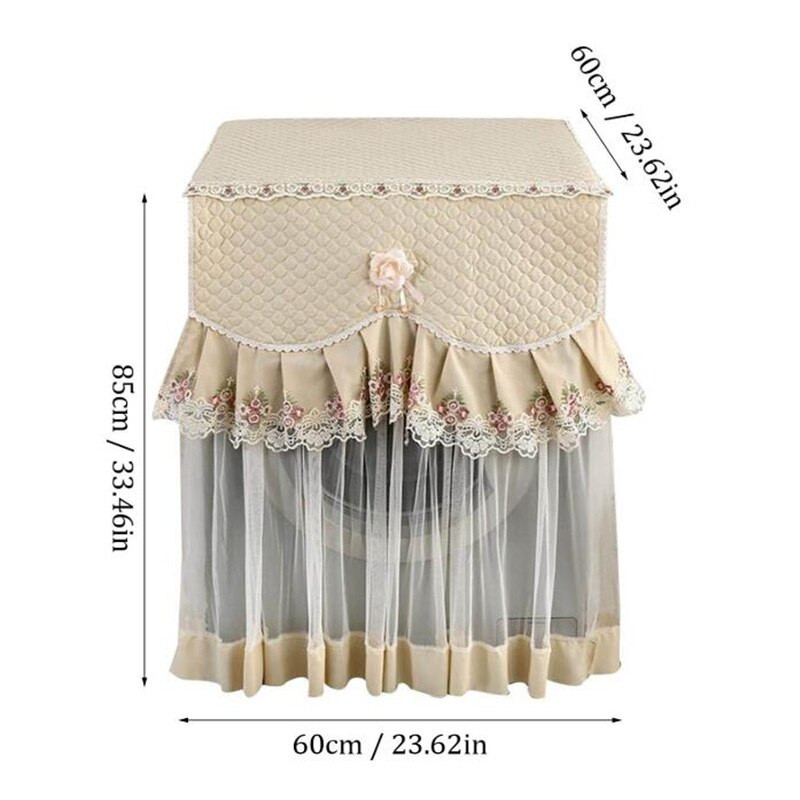Дантела с волани, цветя, перална машина, защита срещу прах, предна издръжлива мека, устойчива на дантела калъф, перална машина, защита срещу прах