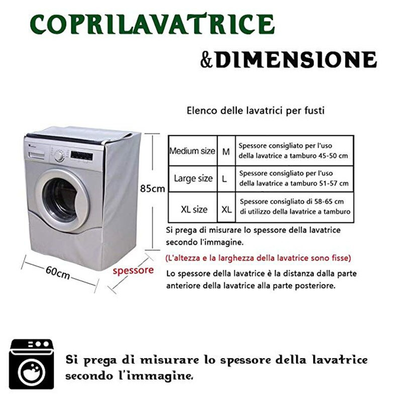 Kryt na práčku s prednými otvormi, vodotesný, prachotesný, strieborný, veľká veľkosť, SAL99