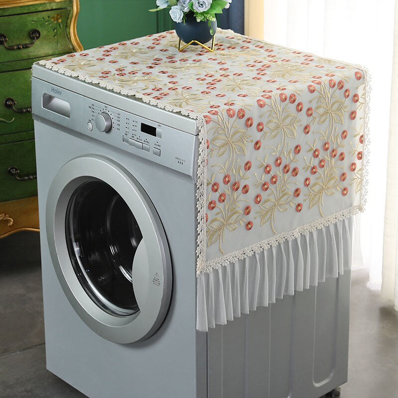 Kryty na práčku s čipkou a výšivkou, opaľovací krém, protišmykové kryty proti prachu pre automatickú práčku, ochranný kryt, dekorácia