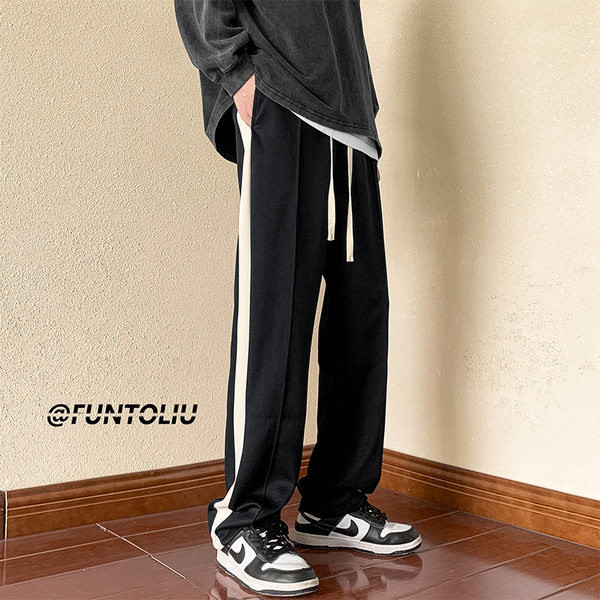 Model nou de pantaloni sport barbati cu margine - culoare neagra