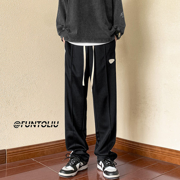 Model nou de pantaloni sport barbati cu margine - culoare neagra