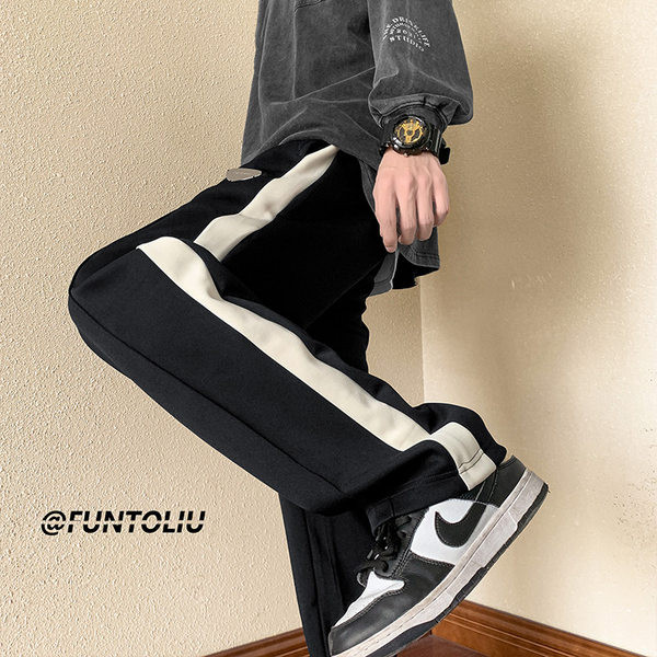 Model nou de pantaloni sport barbati cu margine - culoare neagra