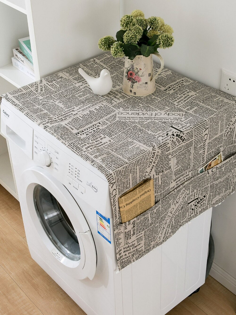 Kryt na uterák z bavlny a ľanu, viacúčelový kryt na chladničku s jednými dverami, kryt na práčku