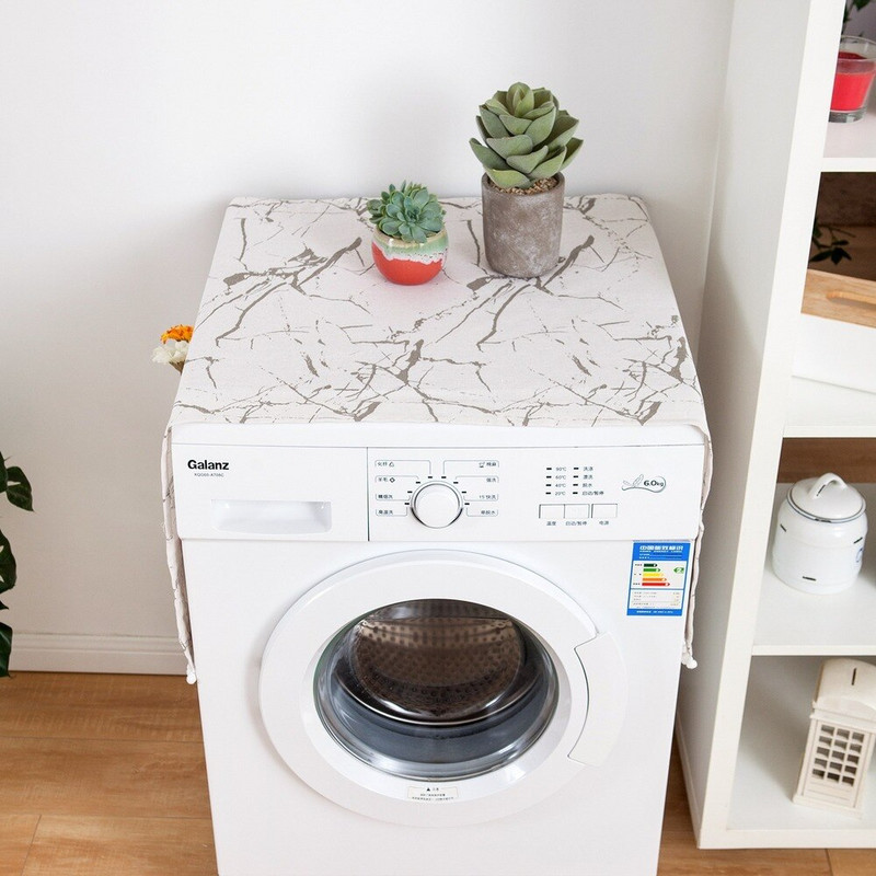 Capac pentru mașină de spălat și uscător Lenjerie naturală Husă de praf pentru frigider Ușă laterală cu o singură parte deschisă Husă mașină de spălat cu imprimeu de marmură Prosop