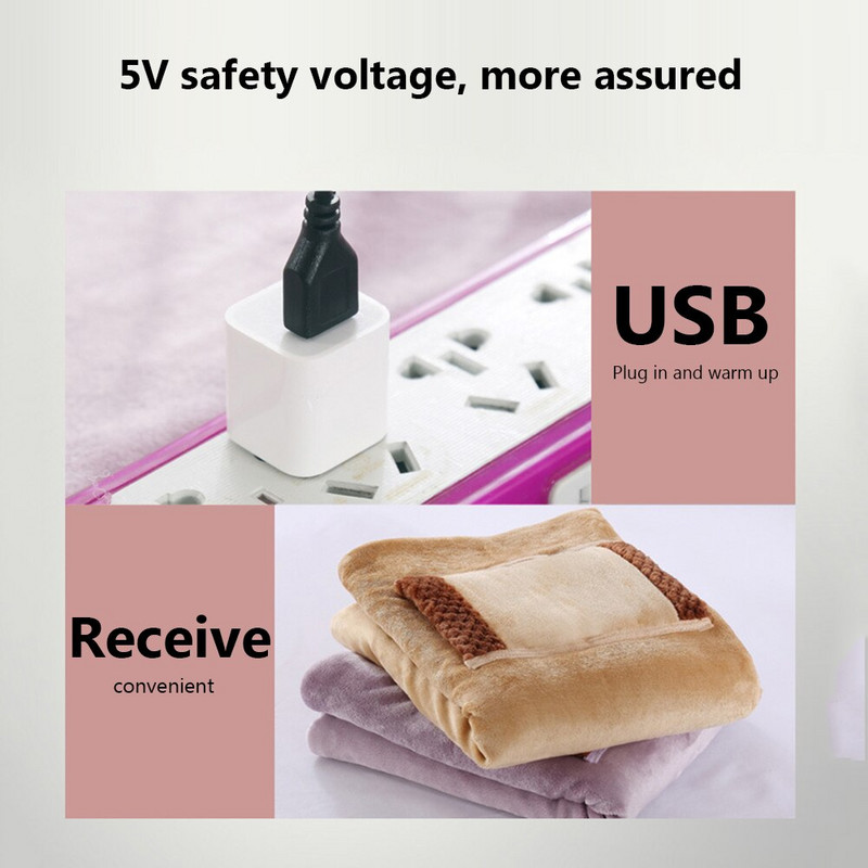Pături electrice 5V Multifuncțional portabil iarnă Pătură de încălzire caldă Încărcare USB cu buzunar sigur Confortabil pentru corp