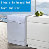 Kryt na práčku/sušičku s predným plnením, vodotesný kryt na práčku so sušičkou, strieborný okraj, zips, jedinečný dizajn, 3 strany