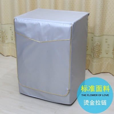 Kryt na práčku/sušičku s predným plnením, vodotesný kryt na práčku so sušičkou, strieborný okraj, zips, jedinečný dizajn, 3 strany