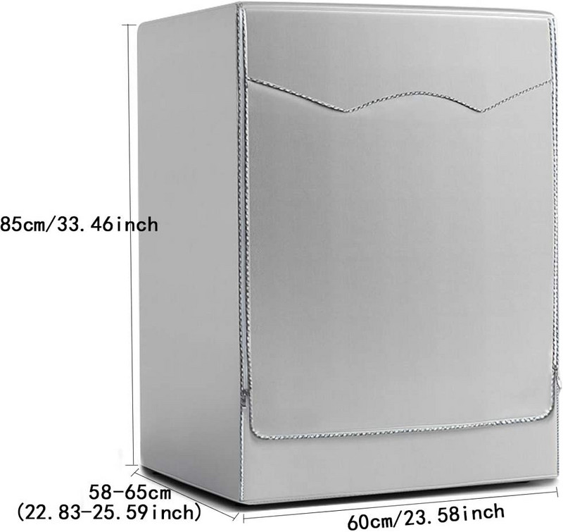 Kryt na práčku/sušičku s predným plnením, vodotesný kryt na práčku so sušičkou, strieborný okraj, zips, jedinečný dizajn, 3 strany