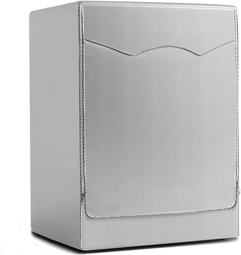 Kryt na práčku/sušičku s predným plnením, vodotesný kryt na práčku so sušičkou, strieborný okraj, zips, jedinečný dizajn, 3 strany