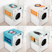 Roztomilý kreslený jednodverový vrecko na prach do chladničky Valčekový kryt na práčku, bavlnená a ľanová tkanina Univerzálny