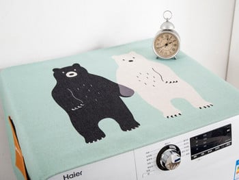 Сладък карикатура хладилник с една врата чанта за съхранение на прах Ролкова перална машина капак плат памук и лен плат Универсален