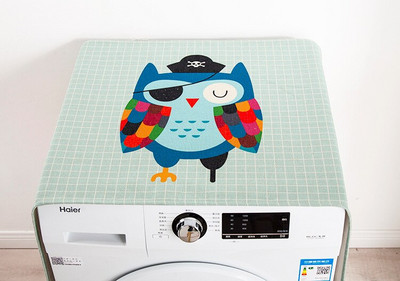 Roztomilý kreslený jednodverový vrecko na prach do chladničky Valčekový kryt na práčku, bavlnená a ľanová tkanina Univerzálny