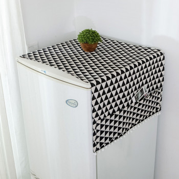 Μπροστινό κάλυμμα πλυντηρίου ρούχων Πετσέτα γεωμετρικό σχέδιο Χοντρό κάλυμμα σκόνης ψυγείου με τσέπες και στις δύο πλευρές Διακόσμηση σπιτιού