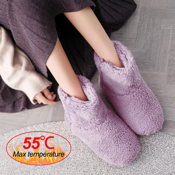 Зимни топли ботуши за сняг Миещи се удобни плюшени обувки с електрическо отопление Топли обувки с USB зареждане Меки подметки Домакински мъже жени
