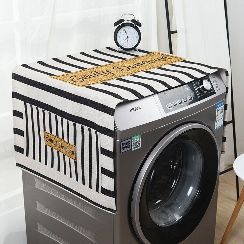 55 * 140 cm daugiaspalviai dvigubos paskirties storo lino dulkėms atsparūs virtuvės skalbimo mašinos šaldytuvo laikymo krepšiai