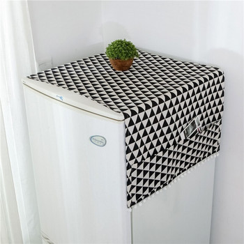 Βαμβακερό ύφασμα ψυγείου με προστασία από τη σκόνη γεωμετρικά σχέδια Κάλυμμα σκόνης πλυντηρίου ρούχων με τσάντα αποθήκευσης Πολυλειτουργικό πανί σκόνης σπιτιού
