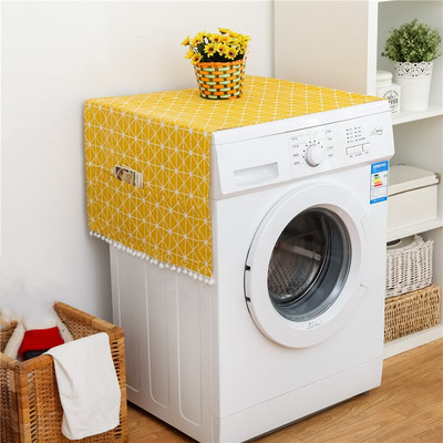 Bavlnená prachotesná utierka na chladničku s geometrickými vzormi, kryt na práčku s úložným vreckom, multifunkčná utierka