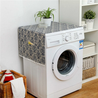 Bavlnená prachotesná utierka na chladničku s geometrickými vzormi, kryt na práčku s úložným vreckom, multifunkčná utierka