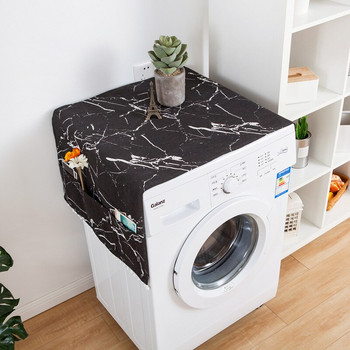 Черен мраморен капак за хладилник с отпечатан прах, единична отворена врата, капак за хладилник, кърпа, капак за перална машина, кърпа на едро