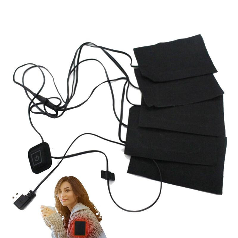 USB vyhrievacia podložka na oblečenie, rýchlo sa ohrievajúca vyhrievacia podložka z uhlíkových vlákien, 5 v 1, elektrická vyhrievacia podložka, kvalitné kompozitné vlákno, 4,33 x 2,76 palca