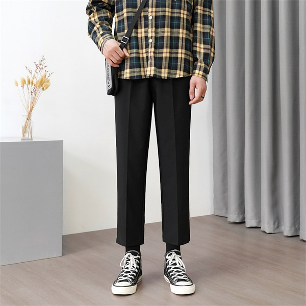 Pantaloni barbati model drept cu talie inalta