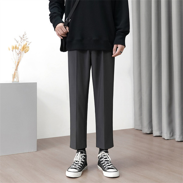 Pantaloni barbati model drept cu talie inalta