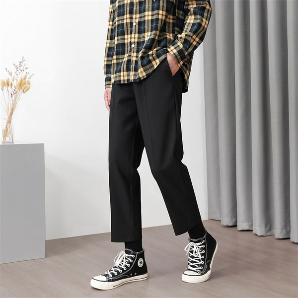 Pantaloni barbati model drept cu talie inalta