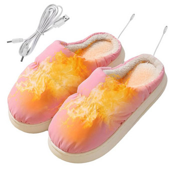 USB нагреватели за крака Регулируема температура нагревател за крака Свалящи се и миещи се плюшени сладки чехли Аксесоари за зимна топлина