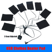 USB vyhrievacia podložka na oblečenie s 3 prevodovými stupňami, nastaviteľná teplota, elektrická vyhrievacia plachta, vyhrievacia podložka pre vestu, bundu, 3/5/8 plachiet