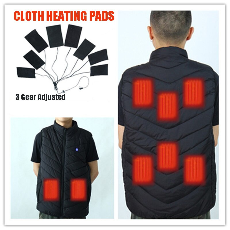 USB vyhrievacia podložka na oblečenie s 3 prevodovými stupňami, nastaviteľná teplota, elektrická vyhrievacia plachta, vyhrievacia podložka pre vestu, bundu, 3/5/8 plachiet