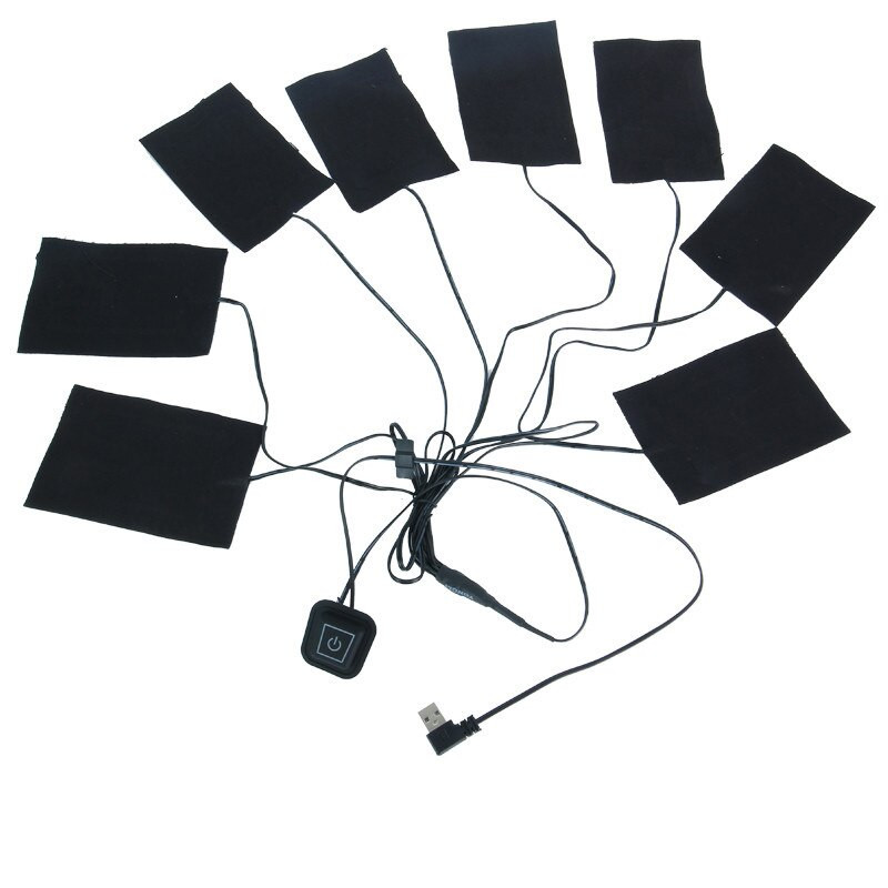 USB vyhrievacia podložka na oblečenie s 3 prevodovými stupňami, nastaviteľná teplota, elektrická vyhrievacia plachta, vyhrievacia podložka pre vestu, bundu, 3/5/8 plachiet