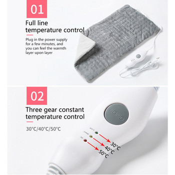 61*34cm Ηλεκτρικό θερμαντικό μαξιλάρι Μαλακό ζεστό χειμωνιάτικο ηλεκτρικό θερμαντικό στρώμα Ρυθμιζόμενο οικιακό λαιμό ώμου πλάτης θερμάστρα Ανακούφιση πόνου