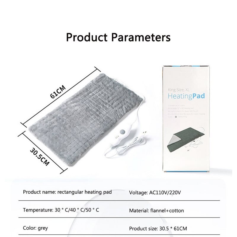Elektrická vyhrievacia podložka 61*34 cm, mäkká teplá zimná elektrická vyhrievacia podložka, nastaviteľná domáca vyhrievacia podložka na krk, ramená a chrbát, úľava od bolesti