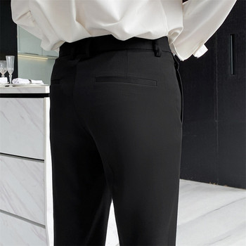 Мъжки есенен прав панталон с висока талия и джоб 