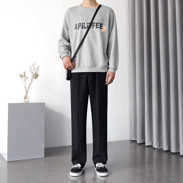 Moderné pánske rovné nohavice v čiernej a sivej farbe