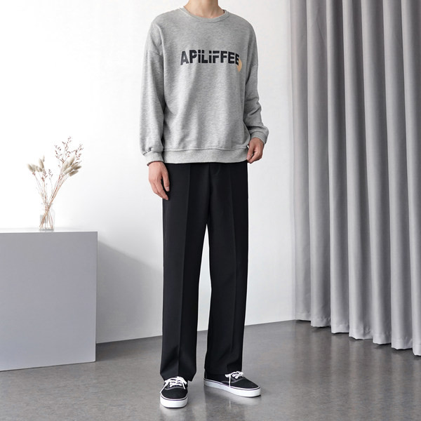 Moderné pánske rovné nohavice v čiernej a sivej farbe