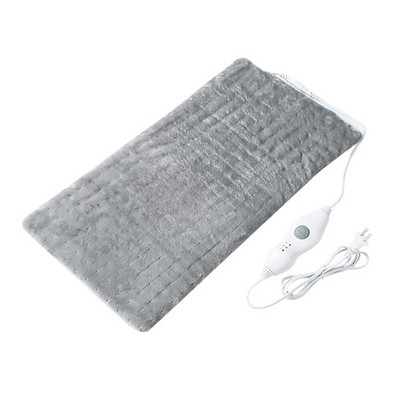 Tepelný vankúš, 3-stupňová nastaviteľná elektrická ohrievacia deka, mäkká, šetrná k pokožke, pre telo, ramená, krk, chrbát, nohy, zástrčka US/EU, sivá farba