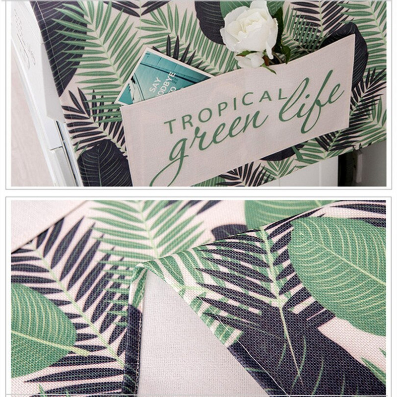 Kryt na práčku Nordic Flamingo Green Leaf Dustoproof Cover Látkový kryt na mikrovlnnú rúru Chladnička Protecor Bytové dekorácie Doplnky