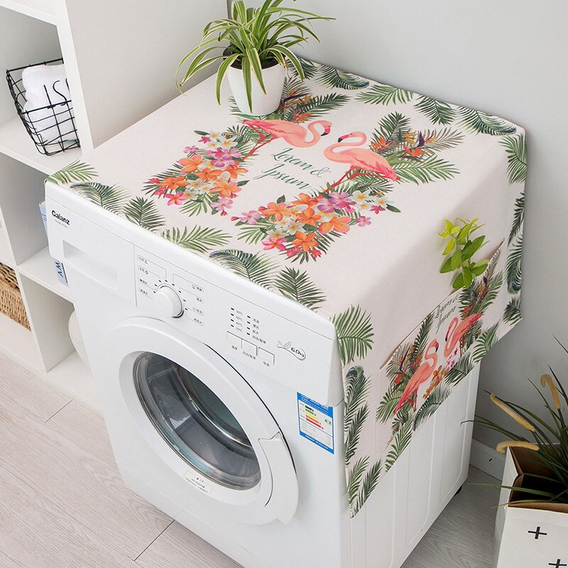 Kryt na práčku Nordic Flamingo Green Leaf Dustoproof Cover Látkový kryt na mikrovlnnú rúru Chladnička Protecor Bytové dekorácie Doplnky