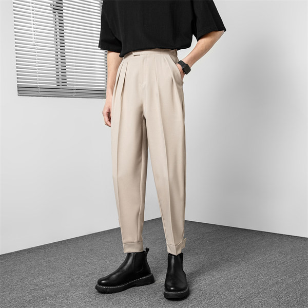 Elegáns férfi nadrág magas derékkal