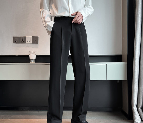 Elegantné pánske nohavice - so zipsom a vreckom