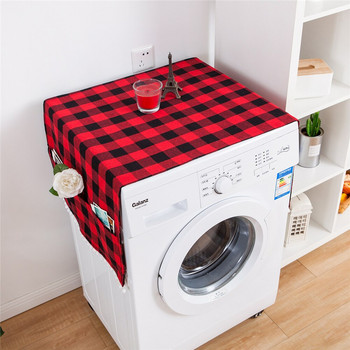 Κόκκινο/Μαύρο καρό κάλυμμα σκόνης Απλό πλυντήριο ρούχων ψυγείου μικροκυμάτων Αντιηλιακό κάλυμμα πετσέτας κομοδίνου