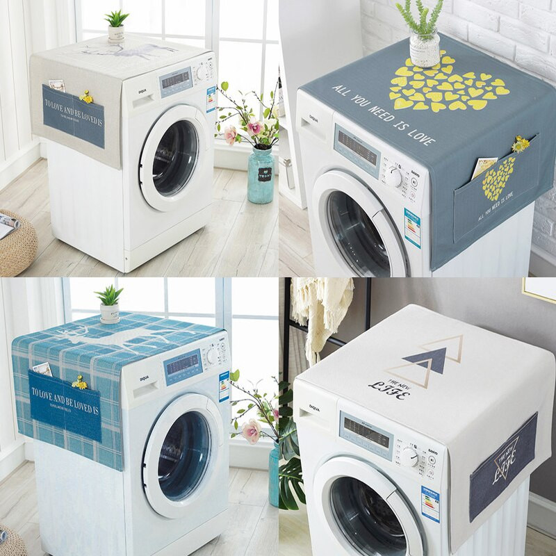 Ģeometriski kokvilnas lina ūdensnecaurlaidīgi putekļu pārsegi Veļas mašīnas pārsegi Ledusskapja organizators Ledusskapja putekļu pārsegs Mājas dekors lavador