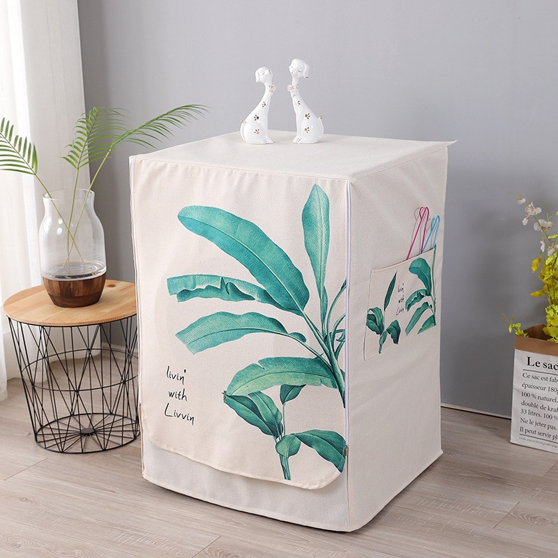 Stil nordic Husă rezistentă la praf pentru mașină de spălat rufe Husă din bumbac și in