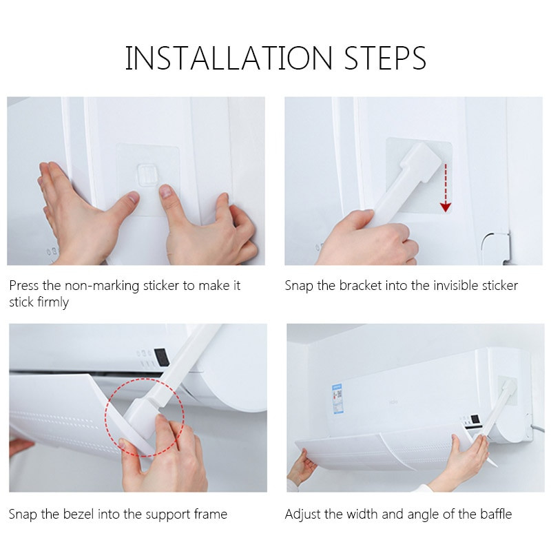 Škálovateľné závesné čelné sklo klimatizácie, deflektor vzduchu proti priamemu fúkaniu, čelné sklo klimatizácie pre domácnosť