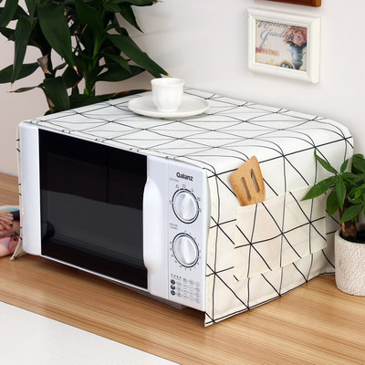 Balts vai melns Rhombus Grid NS Nordic kokvilnas lina universāls mikroviļņu krāsns pārsegs Pelēks Ģeometrisks putekļu vāks elektriskā cepeškrāsns pārsegs