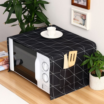 Balts vai melns Rhombus Grid NS Nordic kokvilnas lina universāls mikroviļņu krāsns pārsegs Pelēks Ģeometrisks putekļu vāks elektriskā cepeškrāsns pārsegs