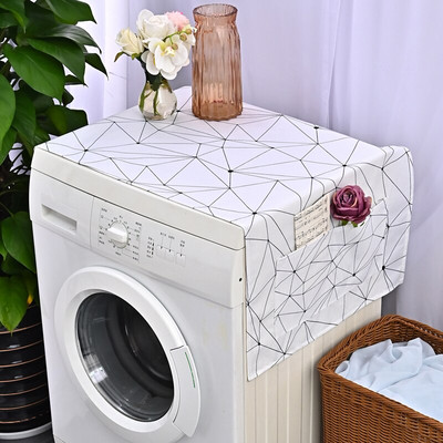 Balts vai melns Rhombus Grid NS Nordic kokvilnas lina universāls mikroviļņu krāsns pārsegs Pelēks Ģeometrisks putekļu vāks elektriskā cepeškrāsns pārsegs